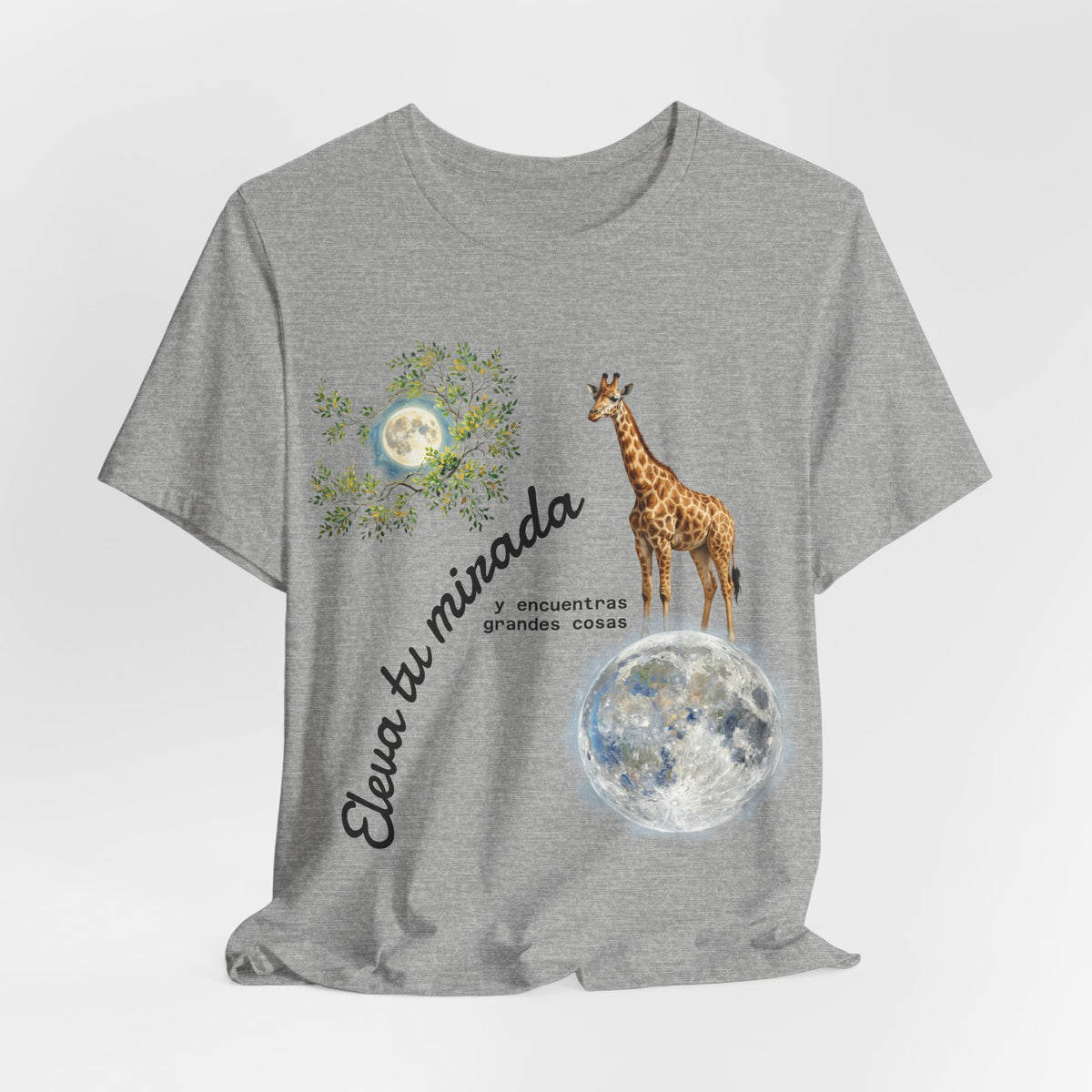 Giraffe Moon Tee — "Eleva tu mirada" Inspirational Graphic T-Shirt
