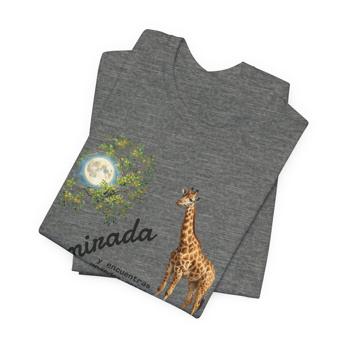 Giraffe Moon Tee — "Eleva tu mirada" Inspirational Graphic T-Shirt