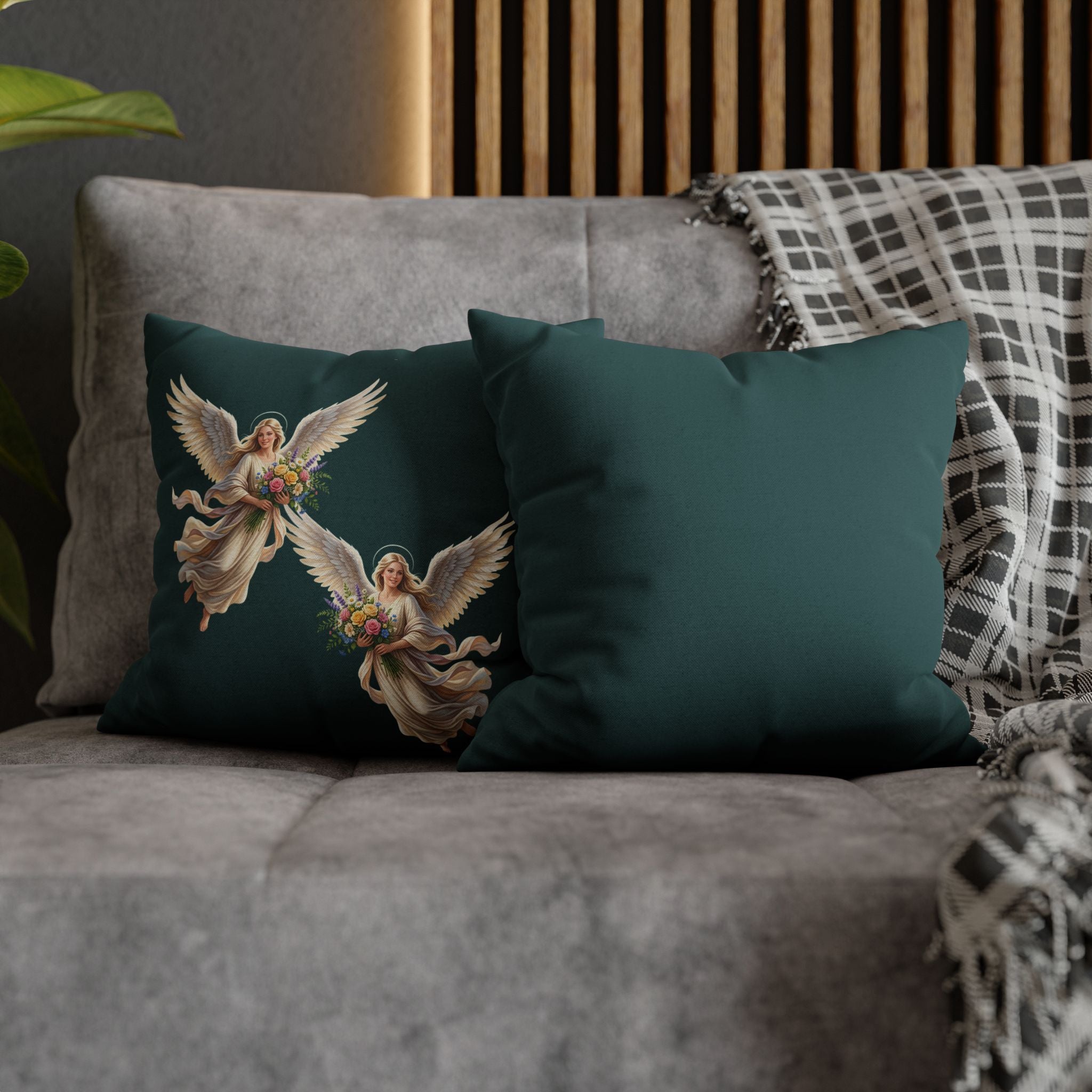 Solo Funda, no incluye relleno. Solid Teal Decorative Pillowcase — Polyester Square Throw Pillow Cover