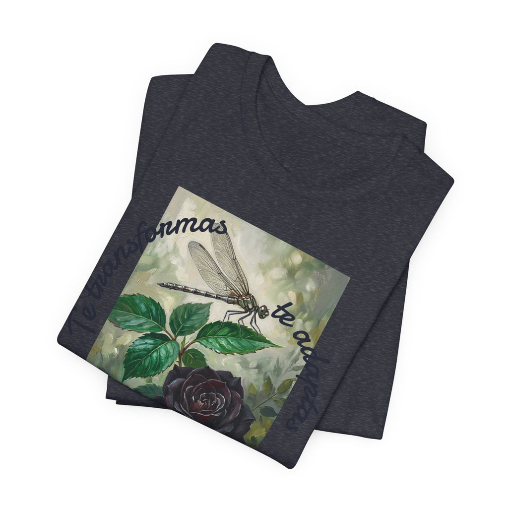 T‑Shirt — Vintage Botanical Dragonfly with Spanish Quote (“Te transformarás, te despertarás y evolucionas”)