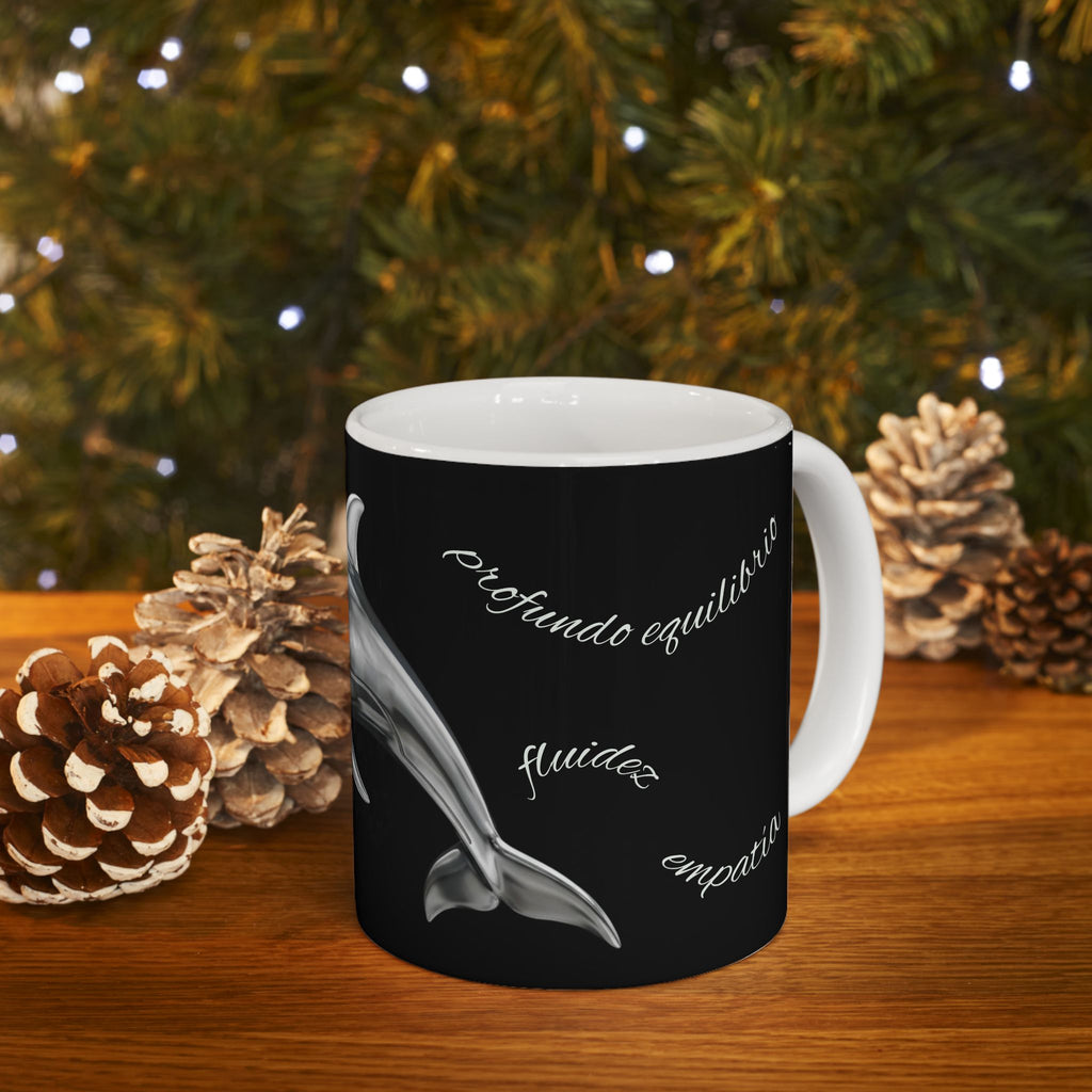 Chrome Dolphin Ceramic Mug — Metallic Dolphin Coffee Cup (11oz/15oz)