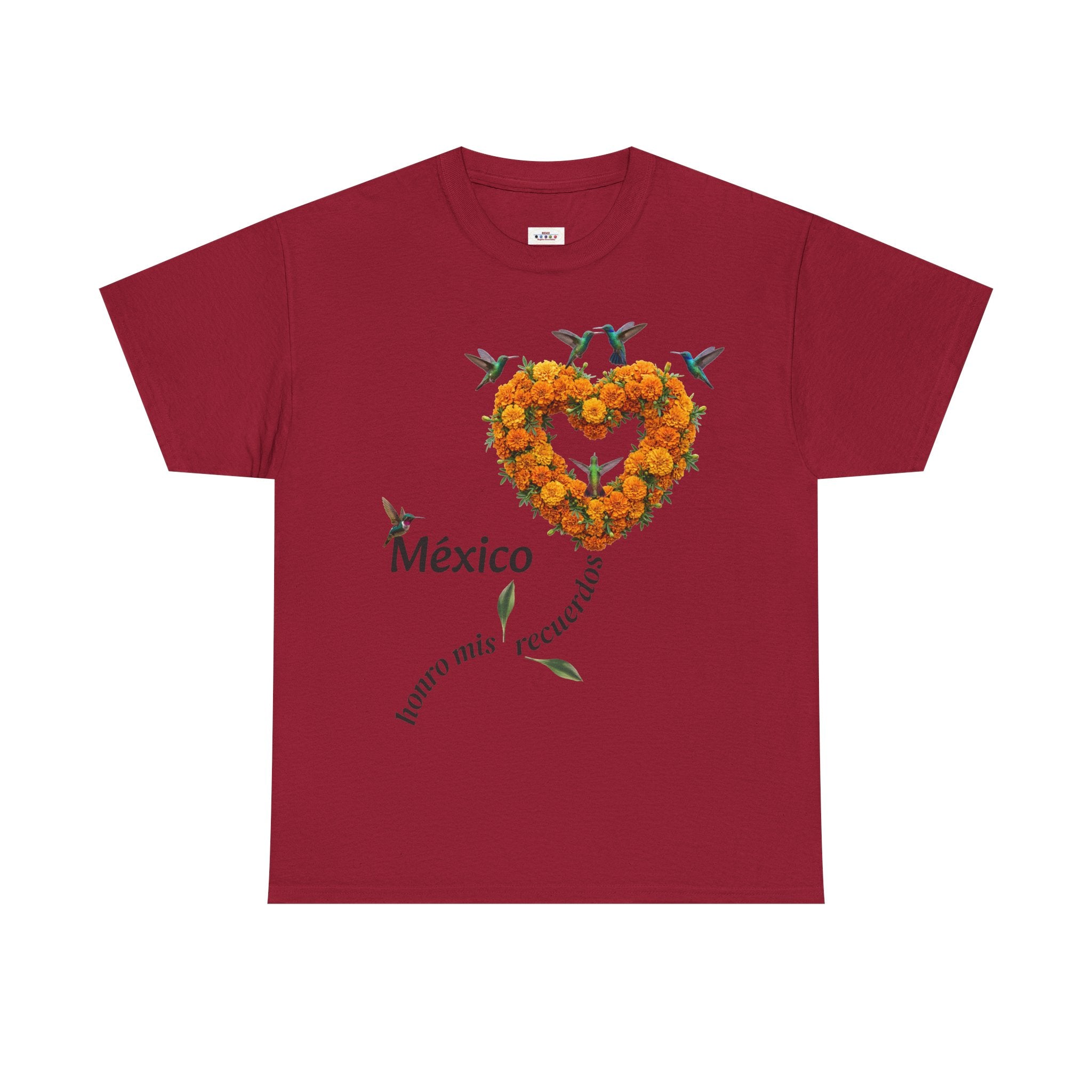 Mexico Marigold Heart T-Shirt – "tomo mis recuerdos" Día de Muertos Tribute