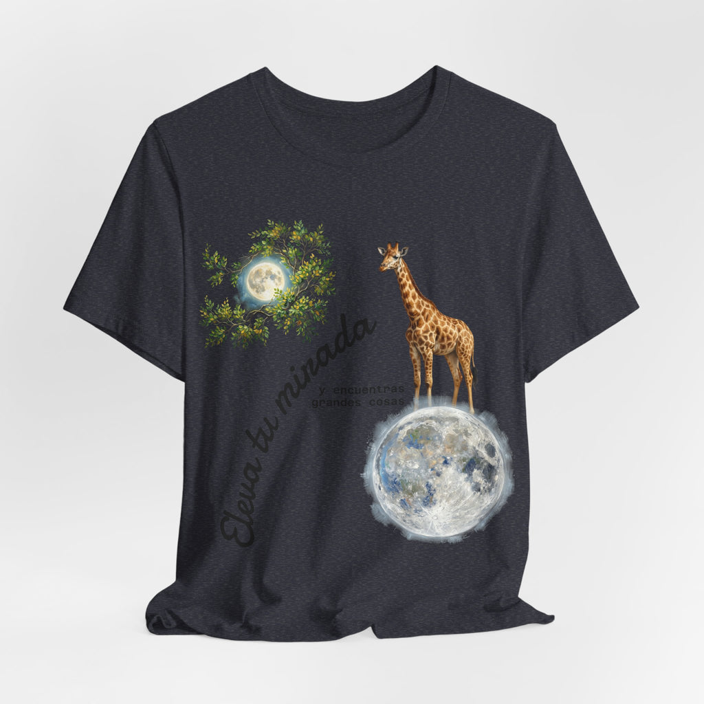 Giraffe Moon Tee — "Eleva tu mirada" Inspirational Graphic T-Shirt