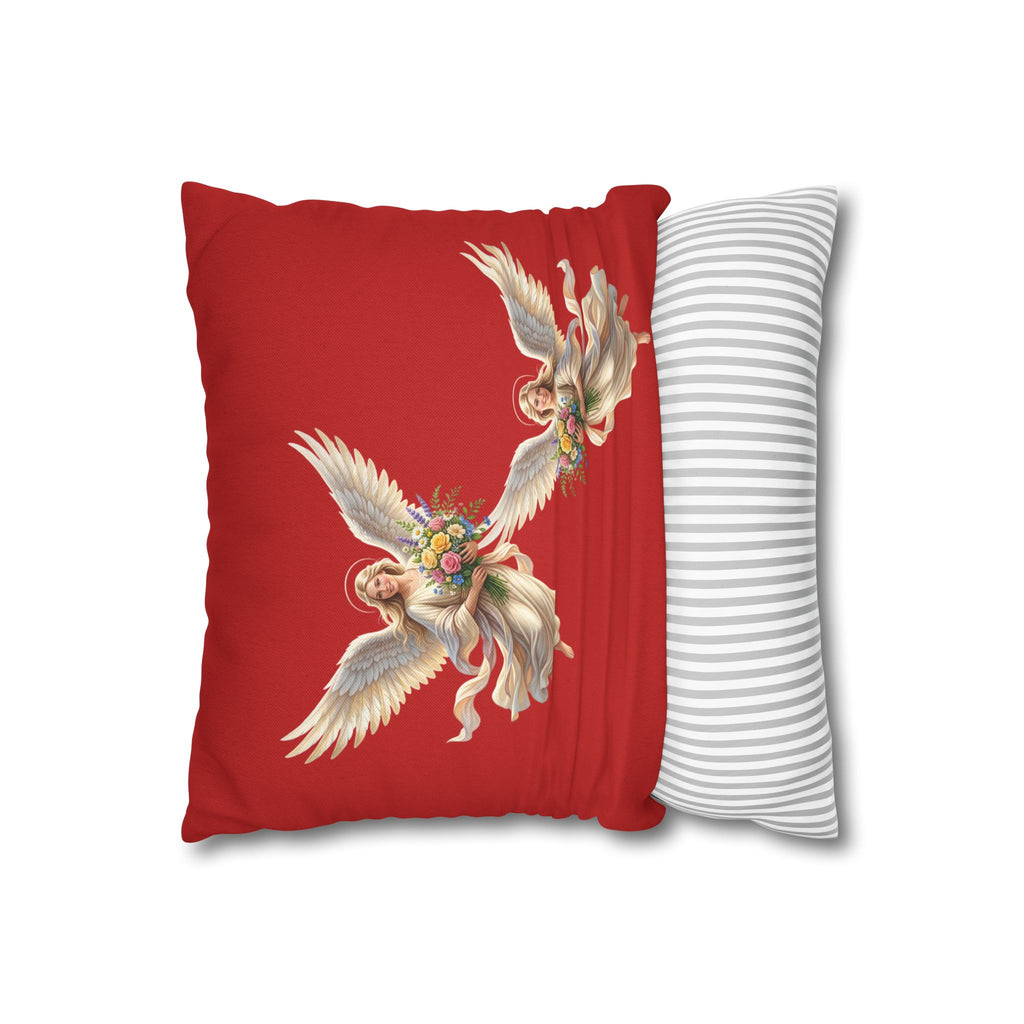 Solid Red Decorative Pillowcase - Spun Polyester Square Throw Pillow Cover