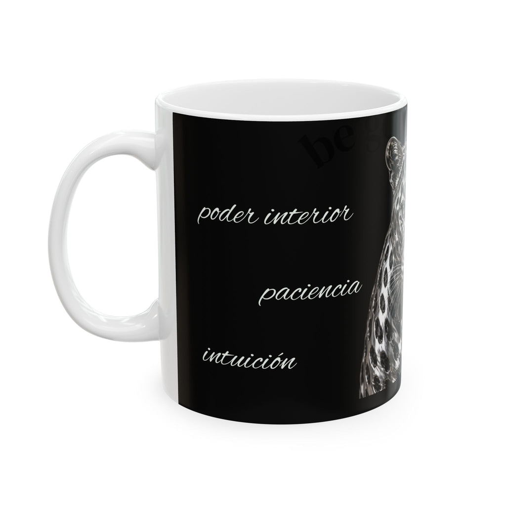 Leopard Portrait Ceramic Mug — Black Wildlife Coffee Cup (11oz & 15oz)