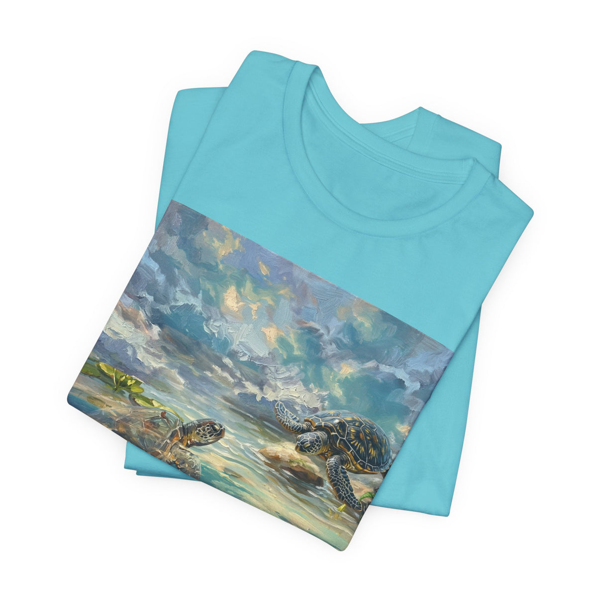 Sea Turtle Beach Art T-Shirt – Coastal Ocean Wave Graphic Tee