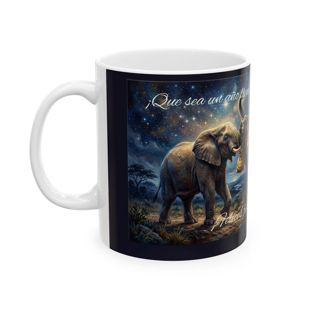 Ceramic Mug — Three Wise Men Nativity Design, "Felices fiestas, bendecidas" Holiday Coffee Cup
