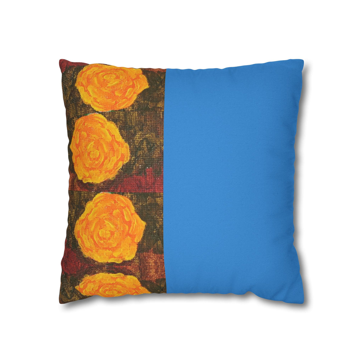 Solo Funda, no incluye relleno. Floral Block Throw Pillowcase — Yellow Rose Art on Blue