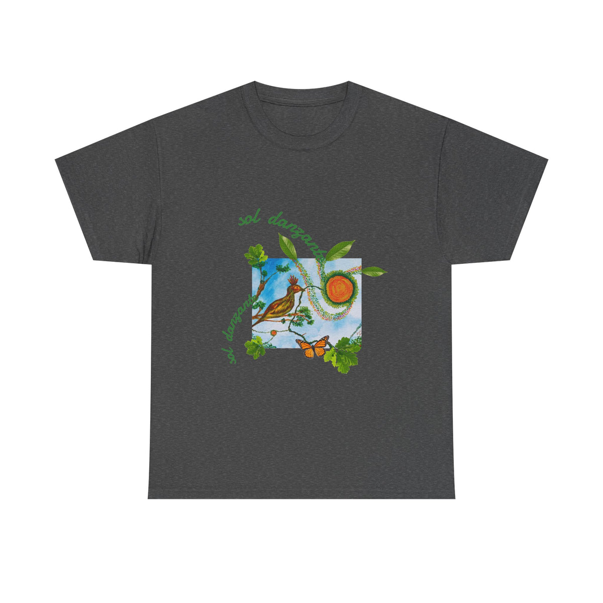 Nature Sunbird Tee — 'sol danzar' Floral Bird Graphic T‑Shirt