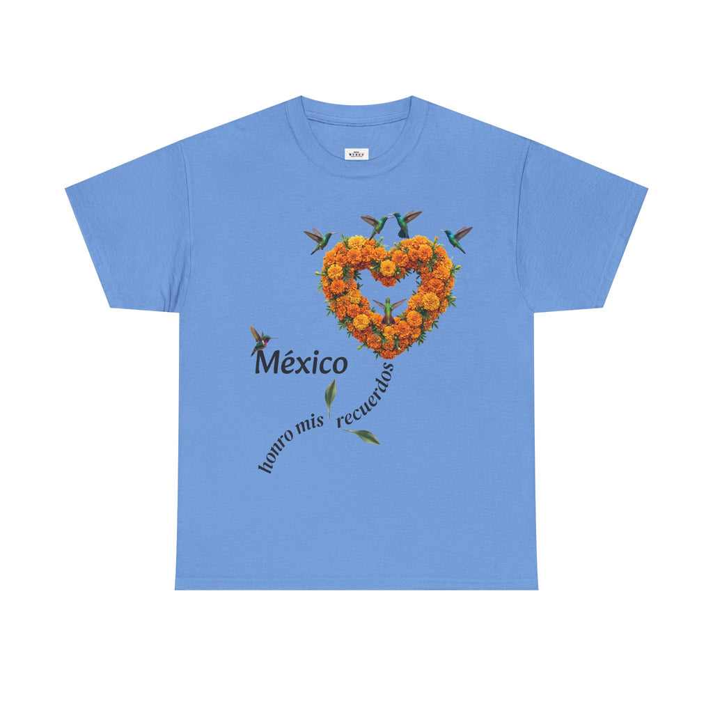 Mexico Marigold Heart T-Shirt – "tomo mis recuerdos" Día de Muertos Tribute