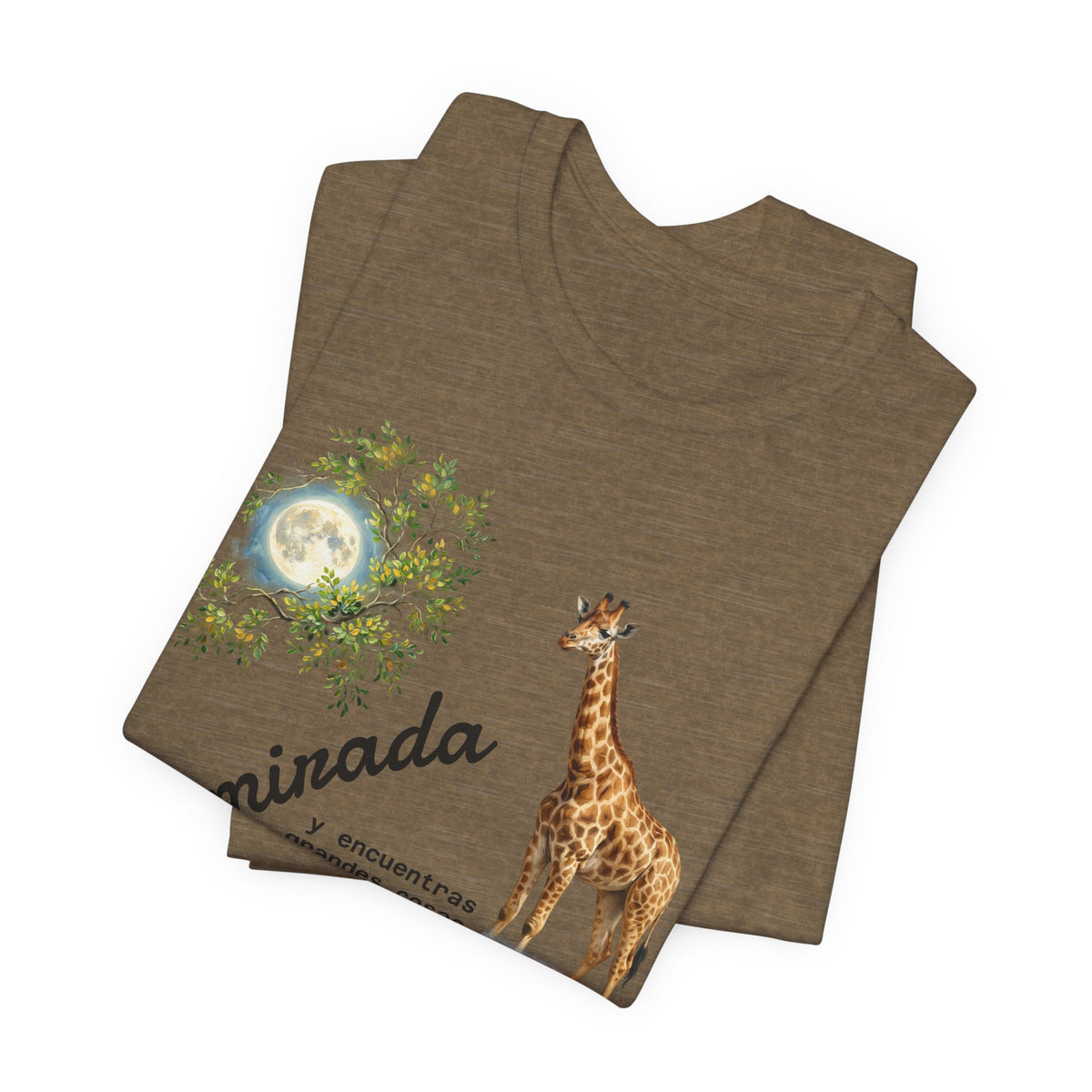Giraffe Moon Tee — "Eleva tu mirada" Inspirational Graphic T-Shirt