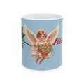Vintage Cupid Angel Mug with Candy Heart — 'Feliz' Romantic Valentine Coffee Cup