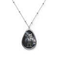 Owl Oval Pendant Necklace – Gothic Moonlit Owl Teardrop Jewelry