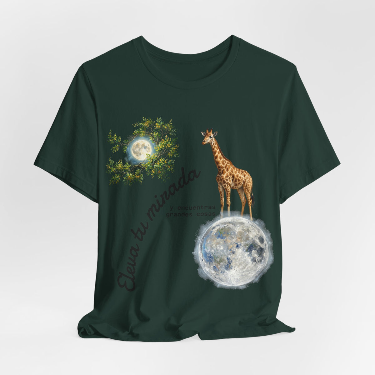 Giraffe Moon Tee — "Eleva tu mirada" Inspirational Graphic T-Shirt