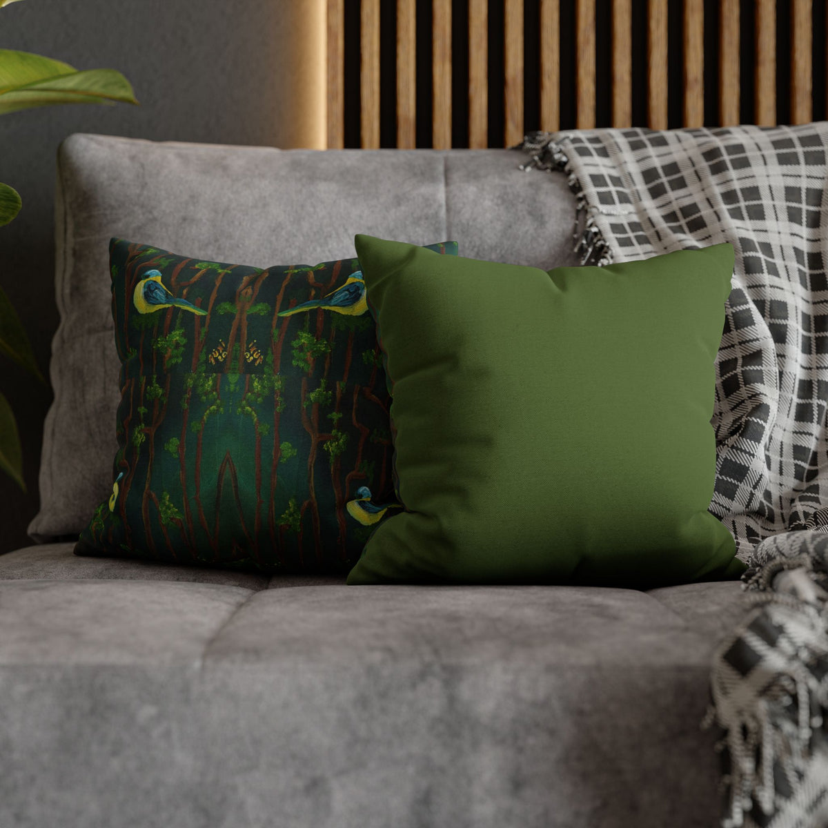 Solo Funda, no incluye relleno. Solid Olive Green Square Pillowcase — Spun Polyester Decorative Throw Pillow Cover