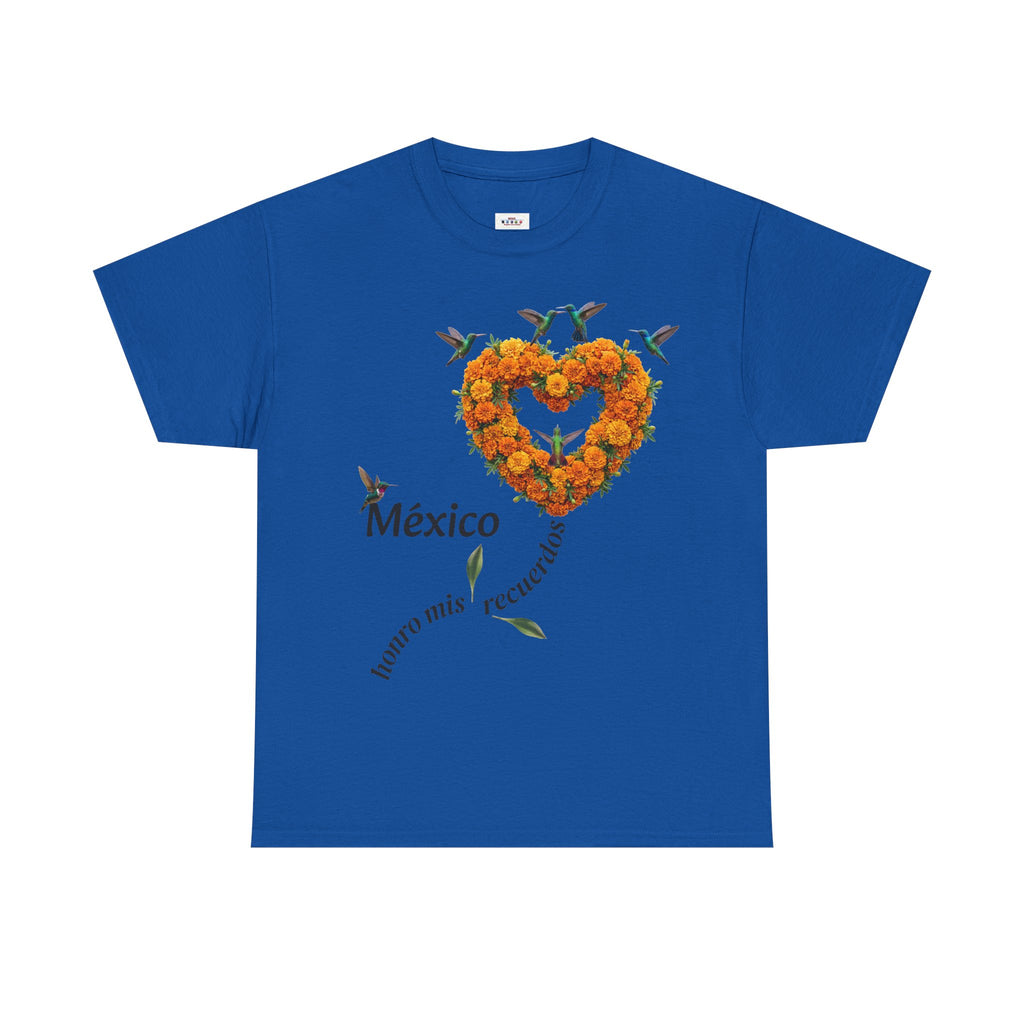 Mexico Marigold Heart T-Shirt – "tomo mis recuerdos" Día de Muertos Tribute