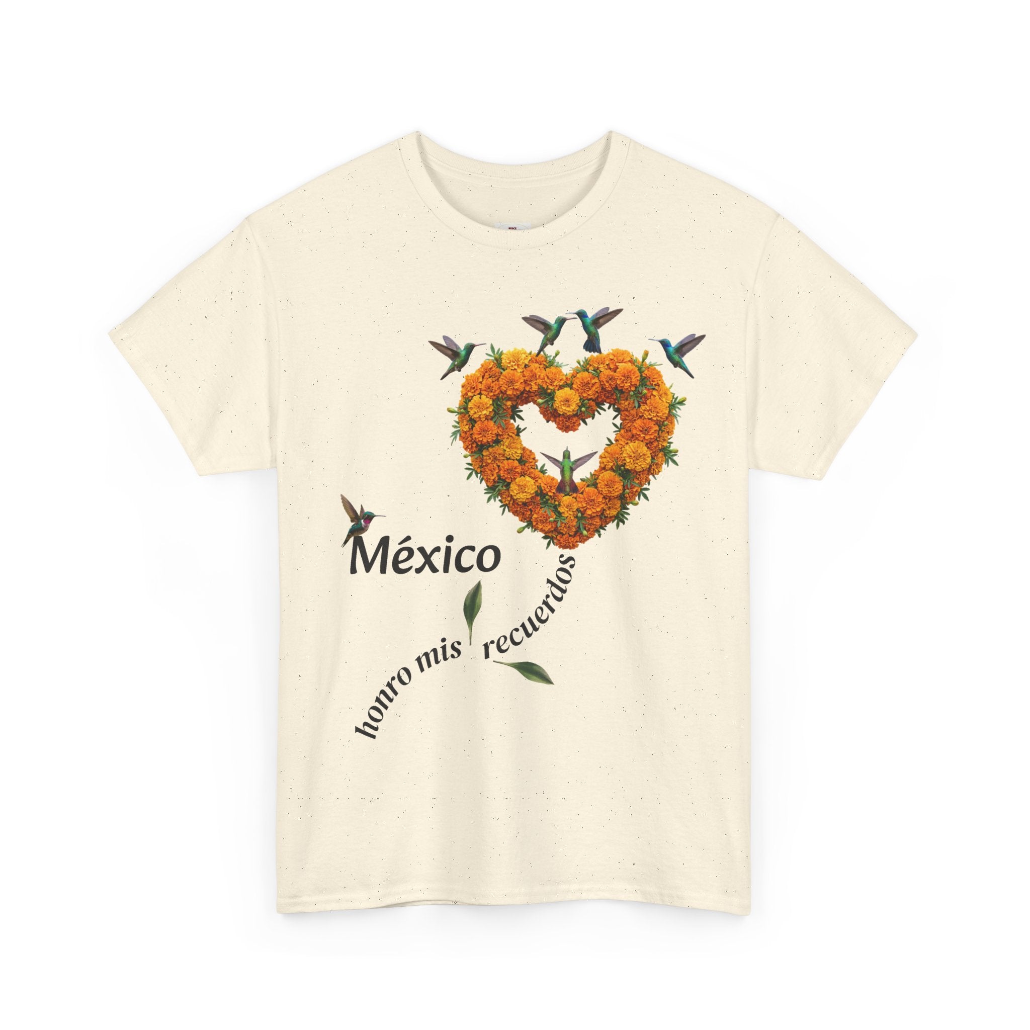 Mexico Marigold Heart T-Shirt – "tomo mis recuerdos" Día de Muertos Tribute