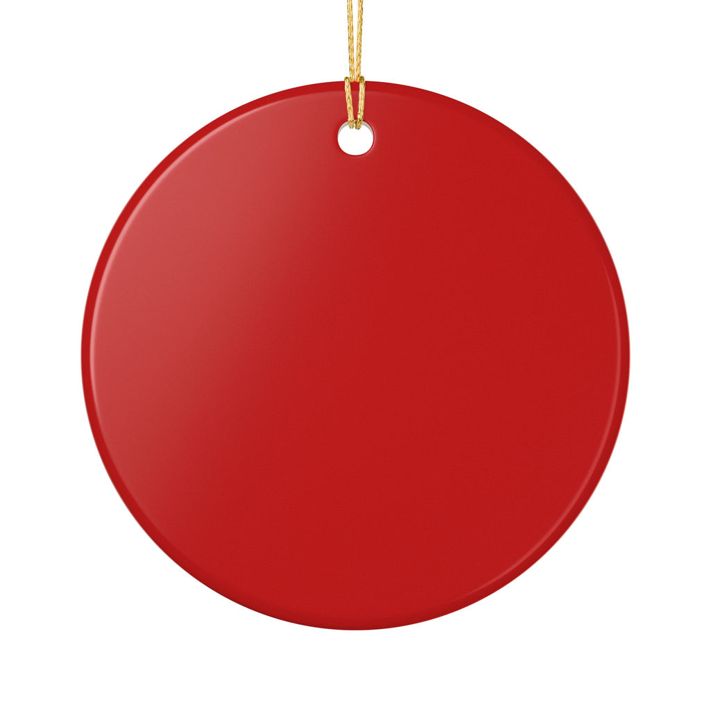 Gold Bow Heart Ceramic Ornament —