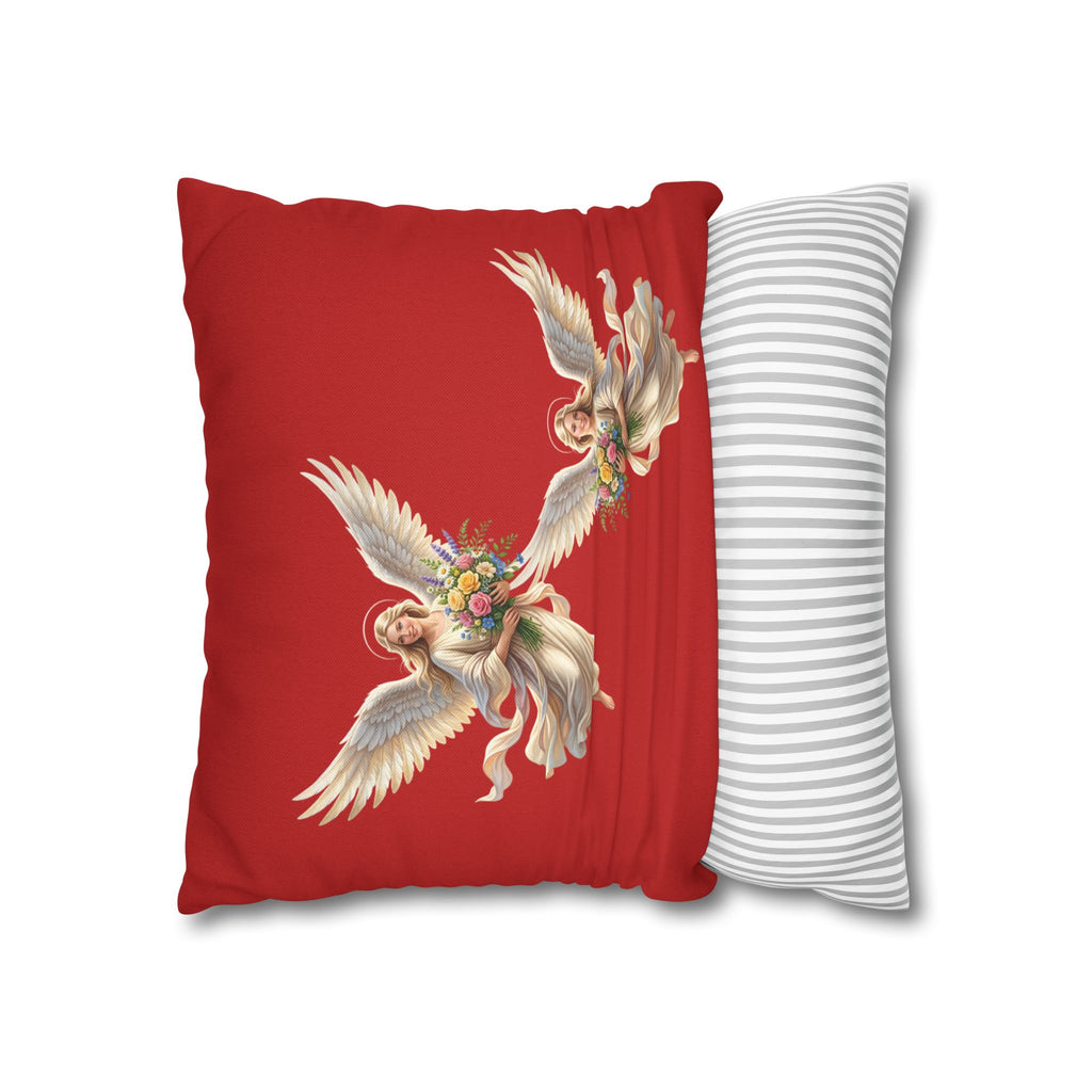 Solid Red Decorative Pillowcase - Spun Polyester Square Throw Pillow Cover