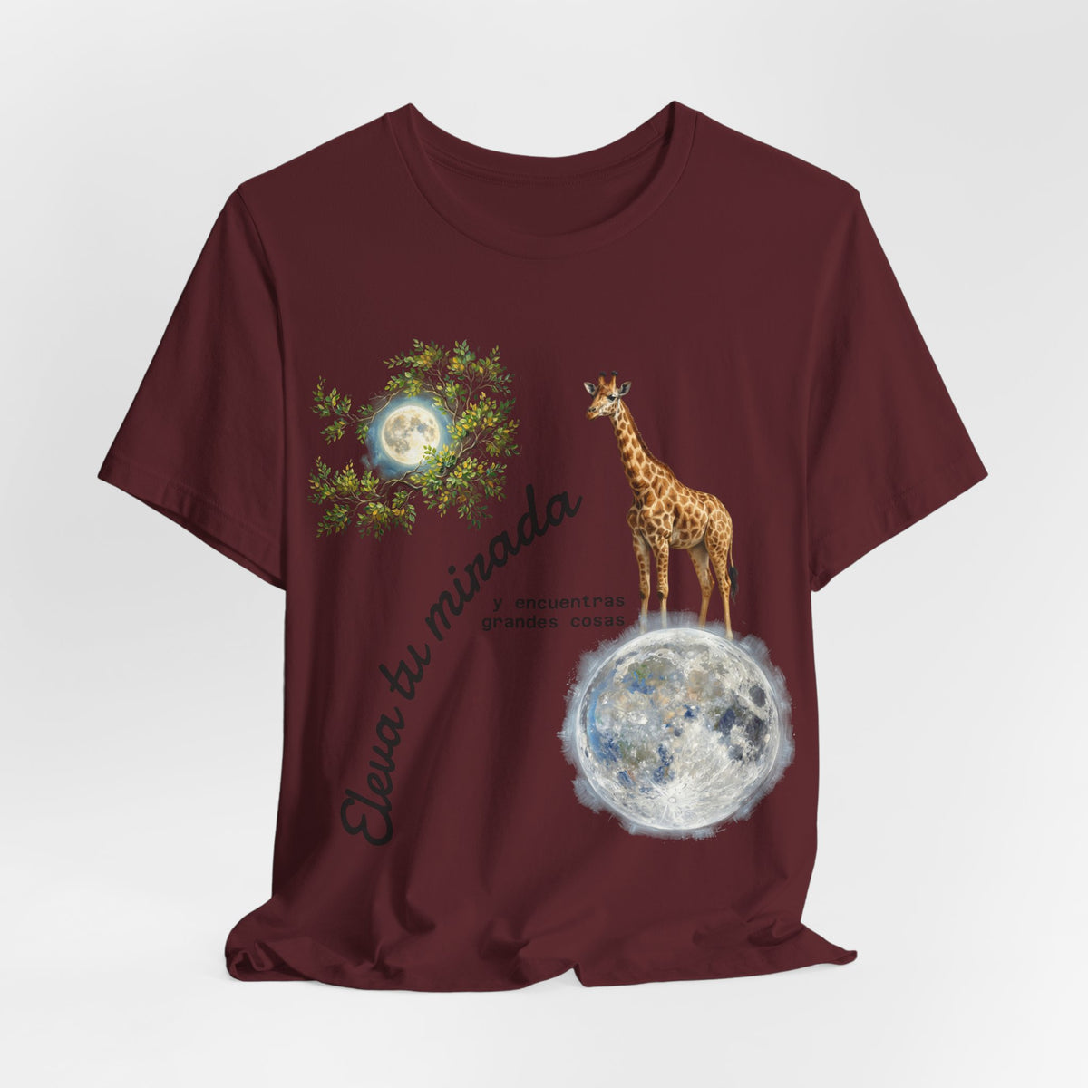 Giraffe Moon Tee — "Eleva tu mirada" Inspirational Graphic T-Shirt