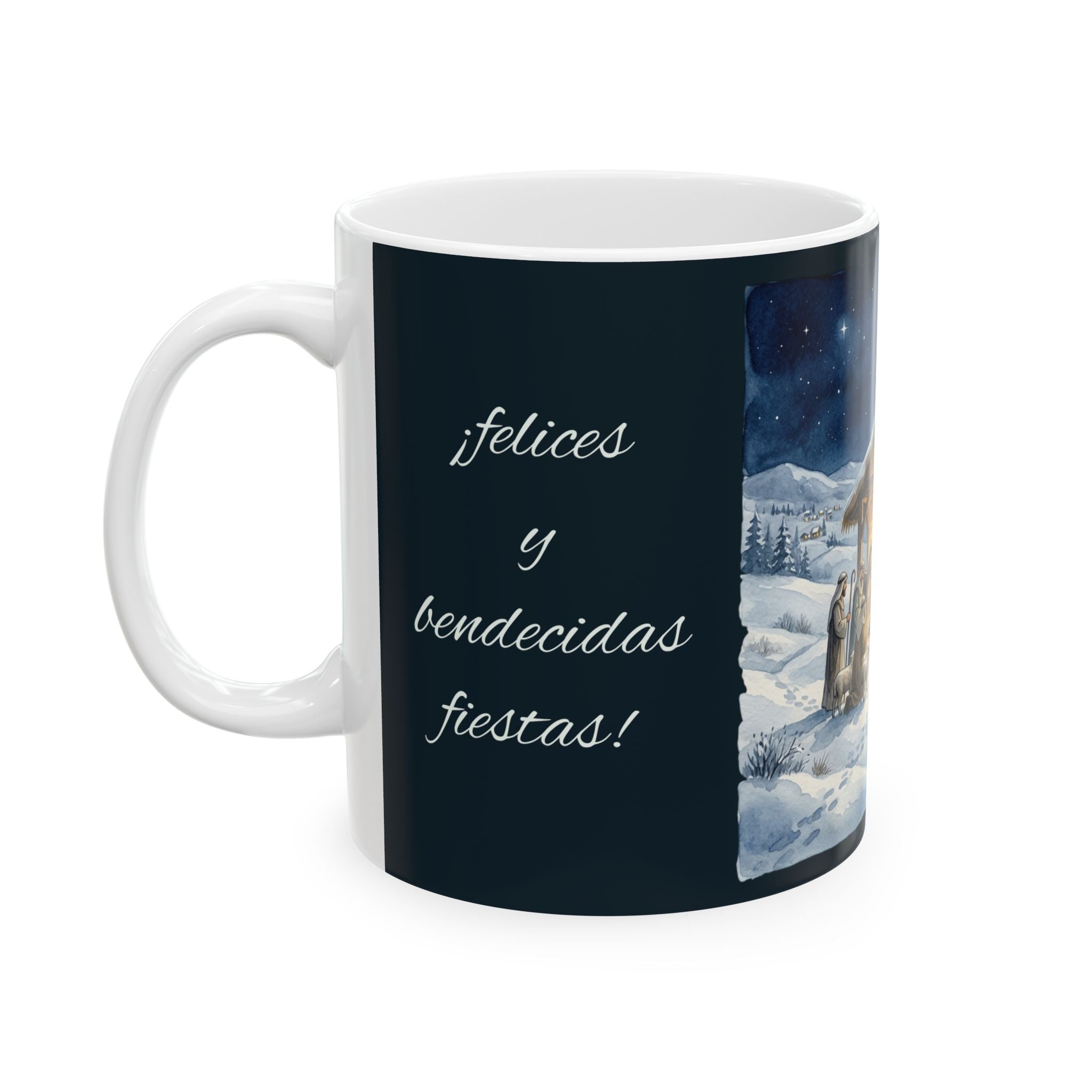 Nativity Scene Christmas Mug — Holy Night Ceramic Coffee Cup (11oz/15oz)