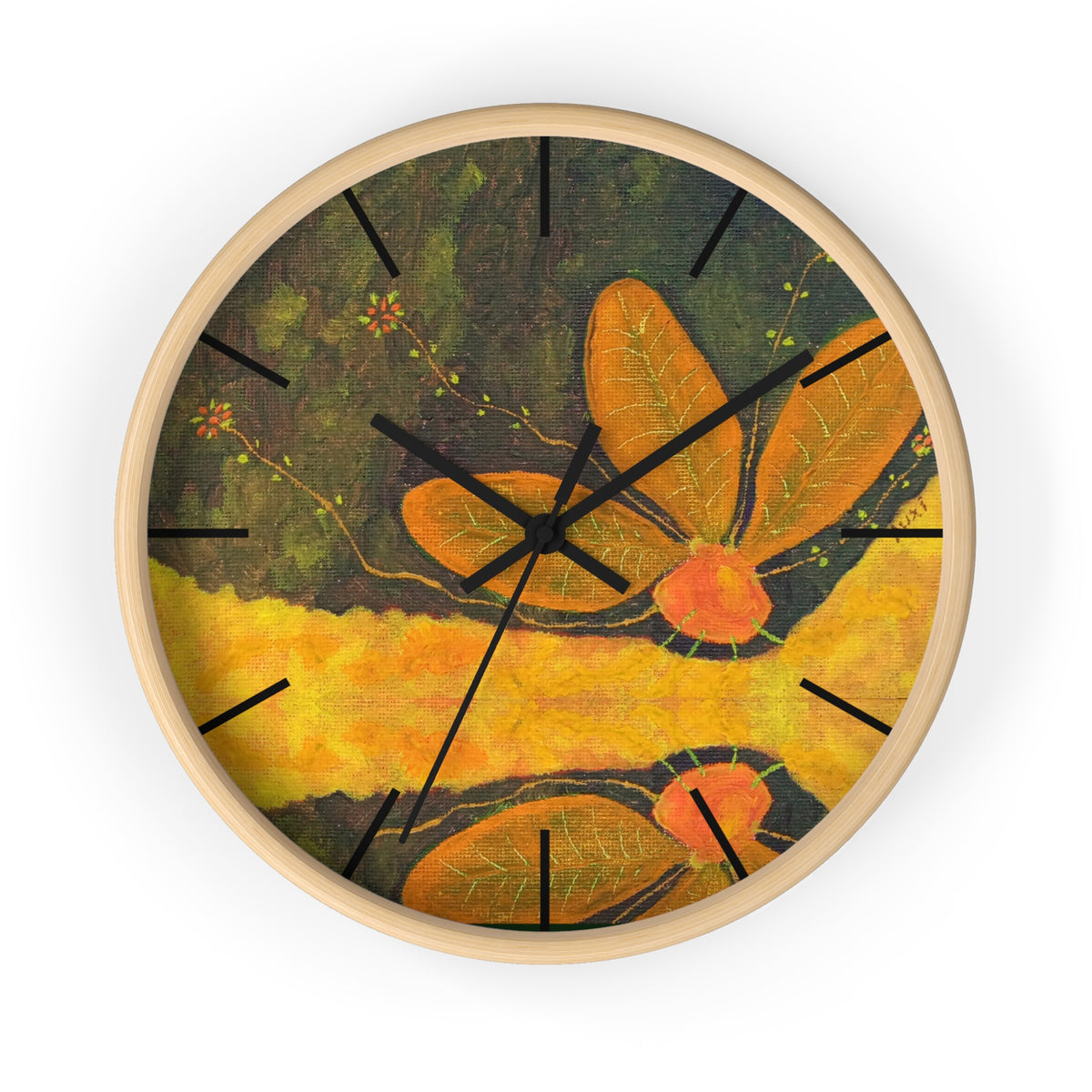 Forest Moon Wall Clock — Hand-Painted Woodland Scene Clock for Nature Lovers