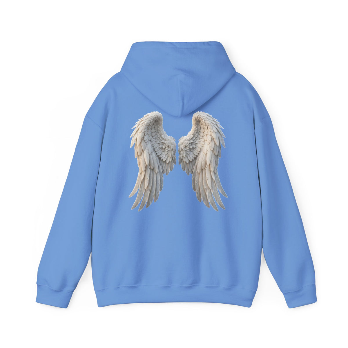 Angel Wings Hoodie — Soft White Back Graphic, Spiritual & Memorial Gift
