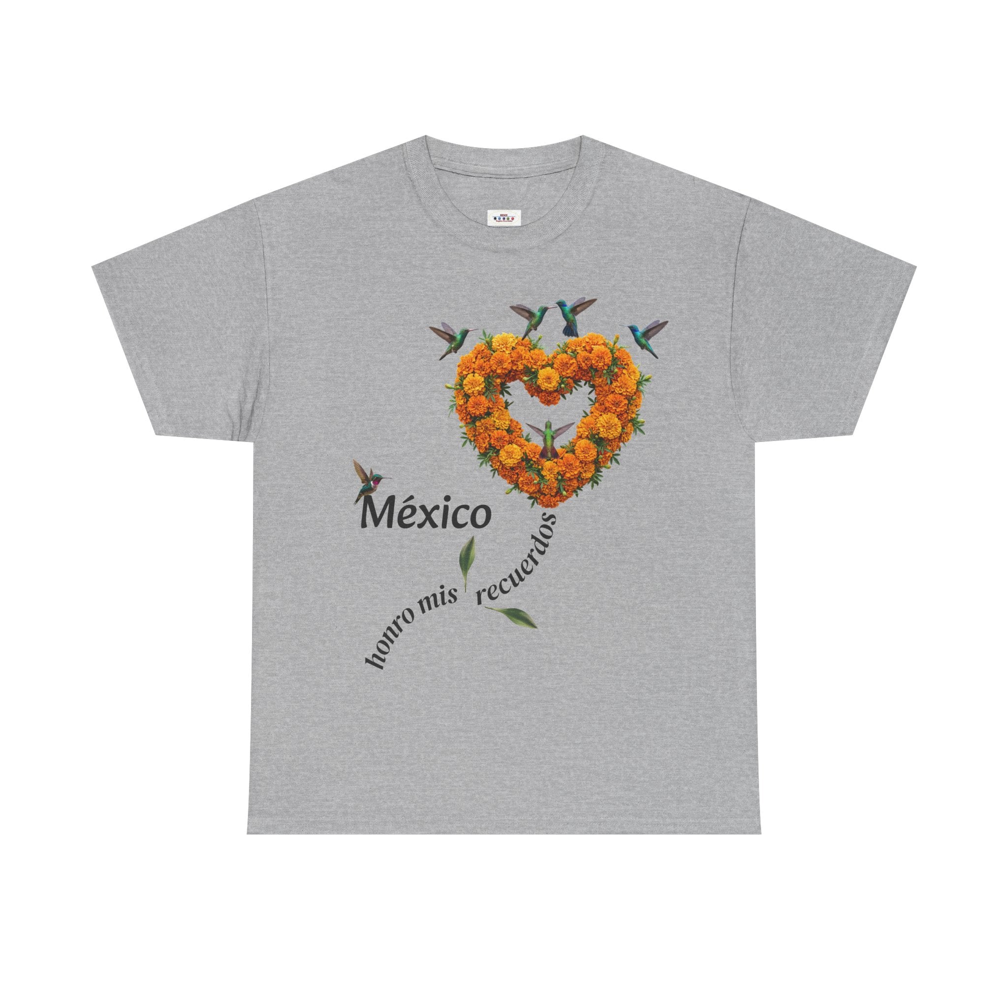 Mexico Marigold Heart T-Shirt – "tomo mis recuerdos" Día de Muertos Tribute