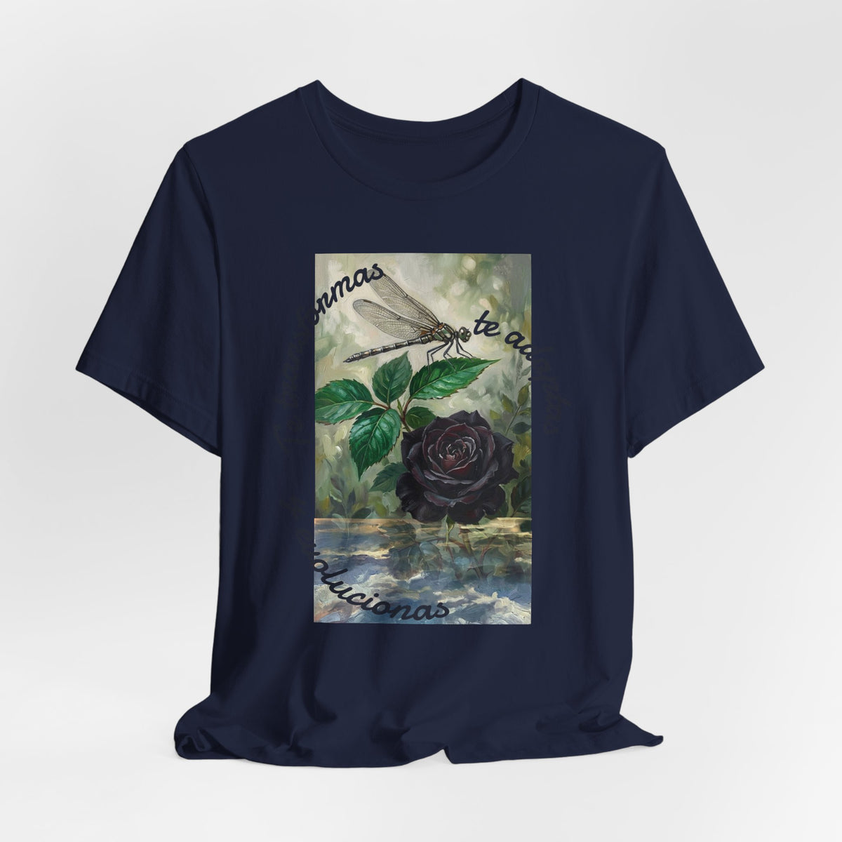 T‑Shirt — Vintage Botanical Dragonfly with Spanish Quote (“Te transformarás, te despertarás y evolucionas”)