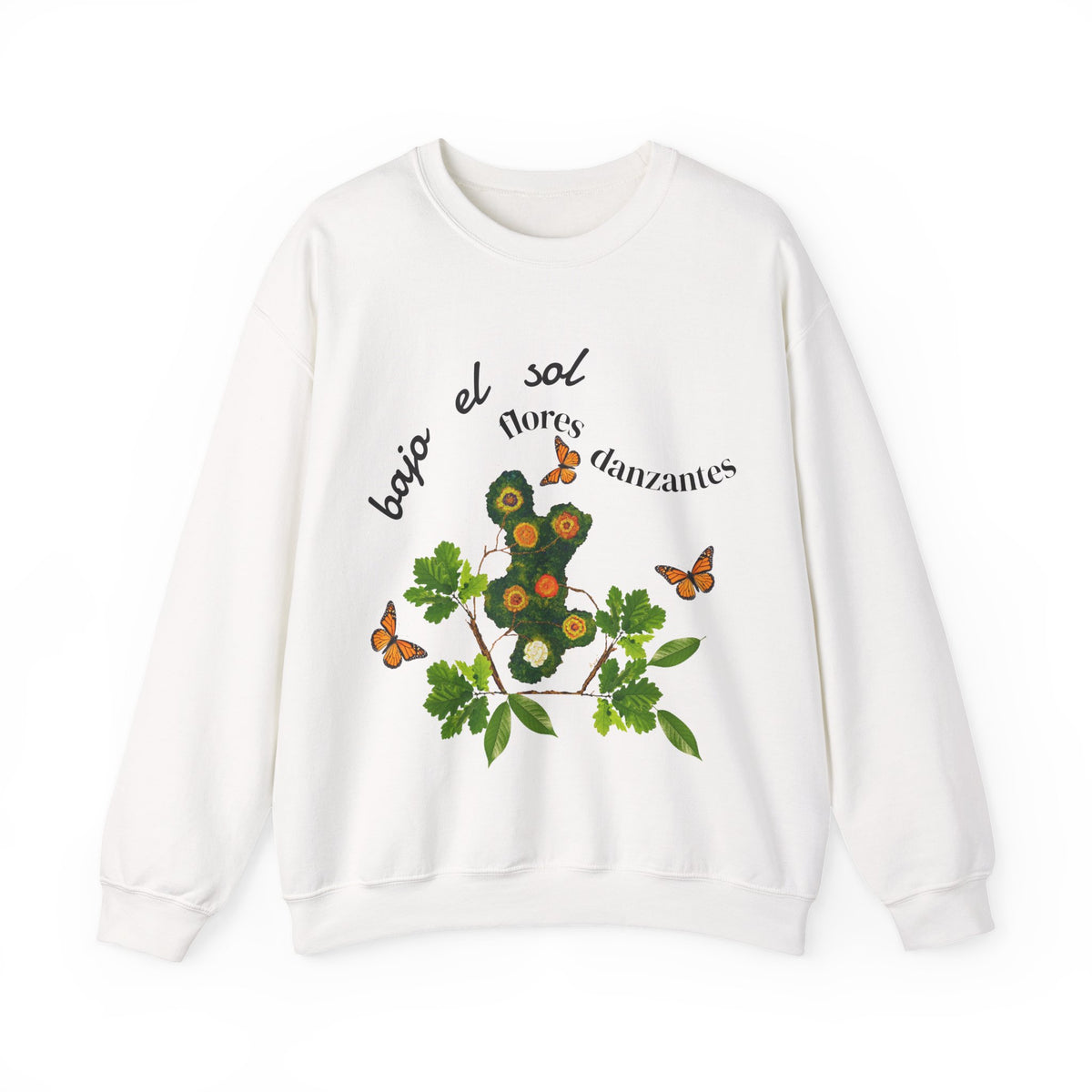 Floral Butterflies Crewneck Sweatshirt — "bajo el sol flores danzantes"