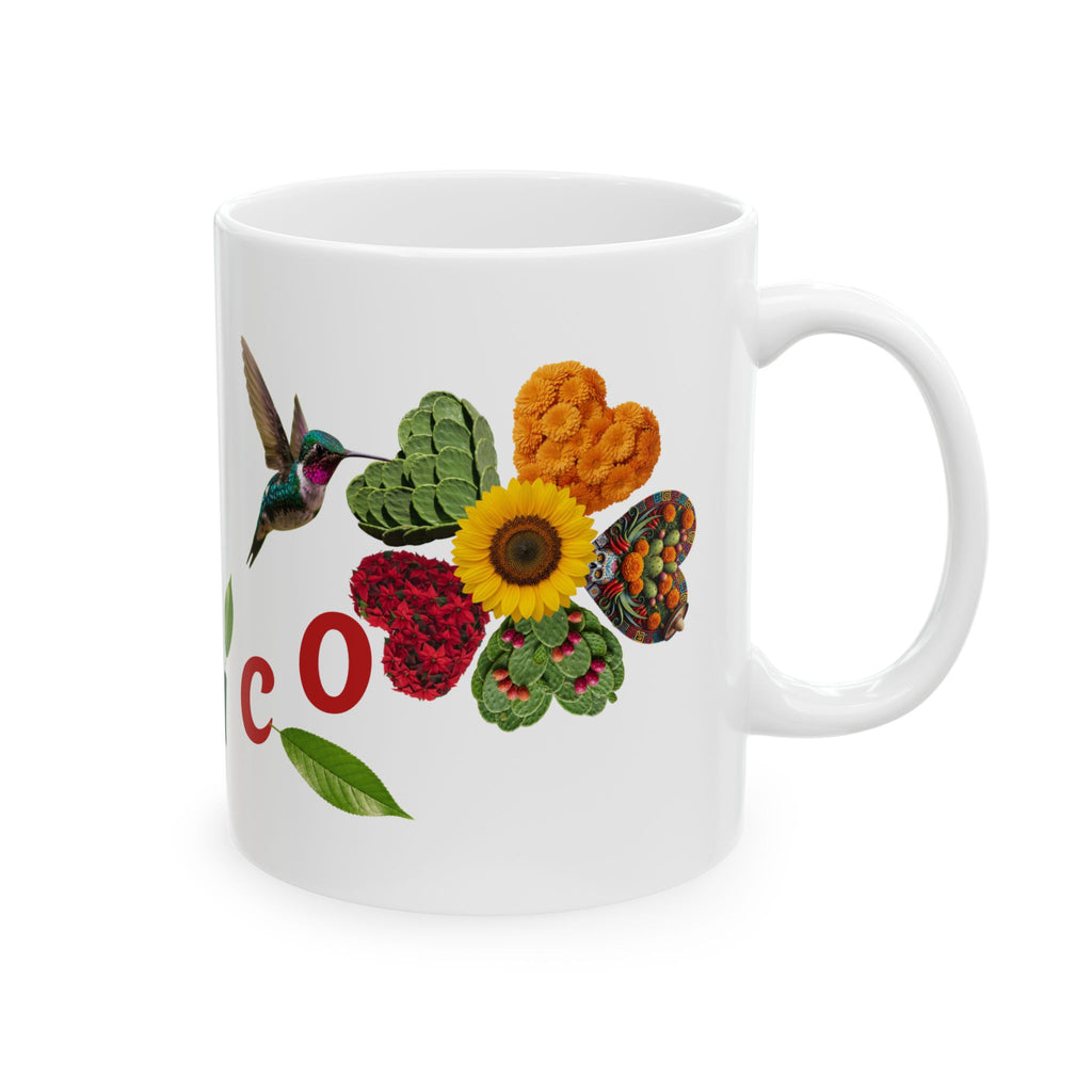 Mexico Corazón Ceramic Mug — Hummingbird & Floral Love Coffee Cup (11oz/15oz)