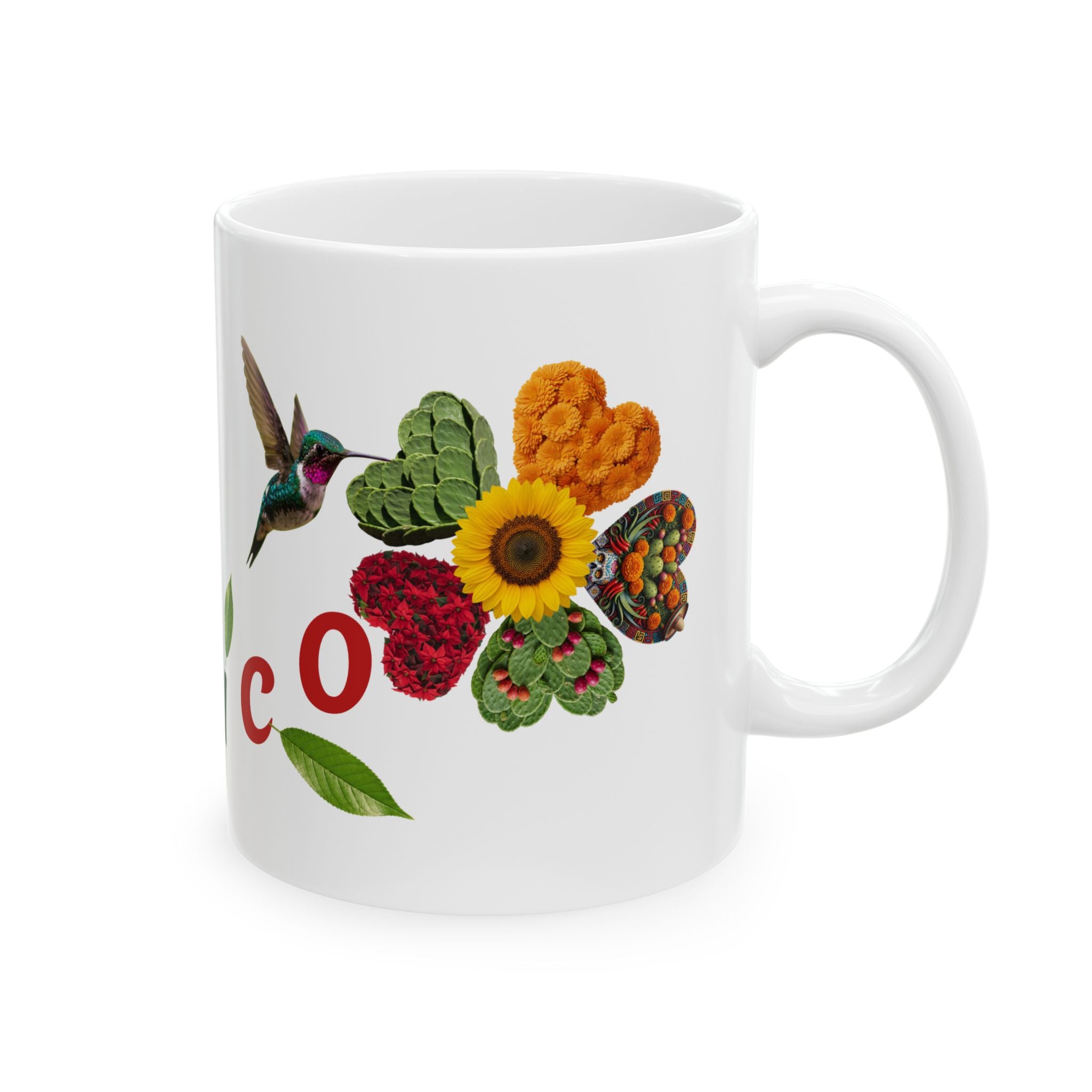 Mexico Corazón Ceramic Mug — Hummingbird & Floral Love Coffee Cup (11oz/15oz)
